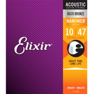 Elixir - NANOWEB 80/20 Bronze Acoustic Strings 나노웹 어쿠스틱 스트링 / 010-047 / 011-052 / 012-053 / 013-056